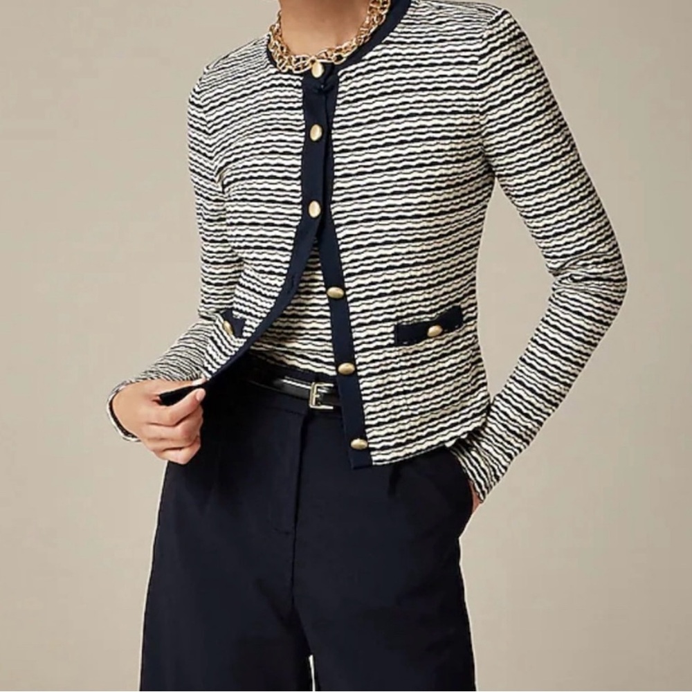 J. Crew NWOT Shrunken Cardigan, Jacquard Cotton, Medium